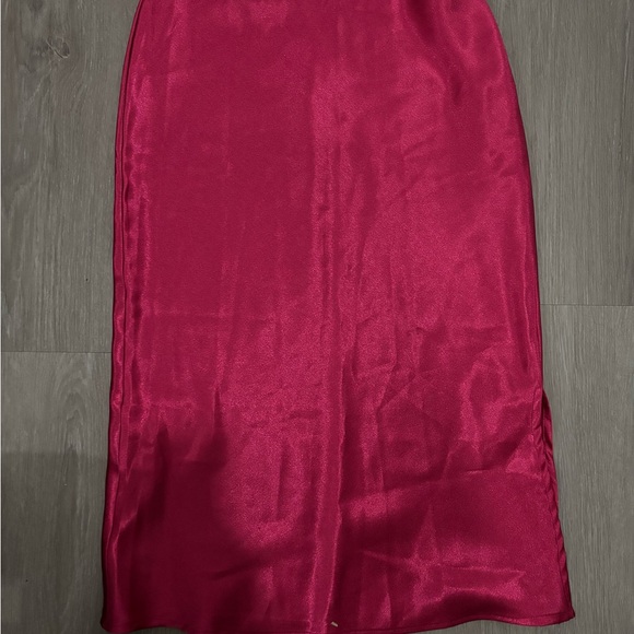 Pink Lily Dresses & Skirts - Pink Lily Vibrant Pink Satin Midi Skirt